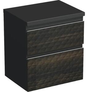 Dulap bază lavoar baie suspendat Jungborn TRENTA 60 cm PAL negru-maro mâner argintiu