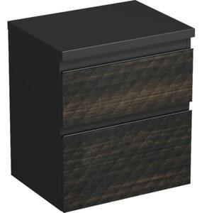 Dulap bază lavoar baie suspendat Jungborn TRENTA 60 cm PAL negru-maro mâner negru