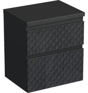 Dulap bază lavoar baie suspendat Jungborn TRENTA 60 cm PAL negru mat mâner negru