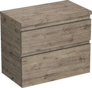 Dulap bază lavoar baie suspendat Jungborn TRENTA 80 cm PAL stejar Wellington mâner negru