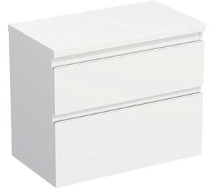 Dulap bază lavoar baie suspendat Jungborn TRENTA 80 cm PAL alb mat mâner alb
