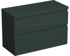 Dulap bază lavoar baie suspendat Jungborn TRENTA 100 cm PAL verde mâner negru