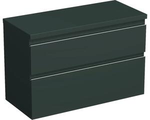 Dulap bază lavoar baie suspendat Jungborn TRENTA 100 cm PAL verde mâner argintiu