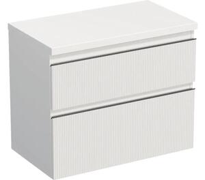 Dulap bază lavoar baie suspendat Jungborn TRENTA 80 cm PAL alb mat riflaj 1