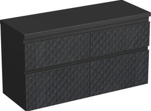 Dulap bază lavoar baie suspendat Jungborn TRENTA 120 cm PAL negru mat geometric 2 mâner negru
