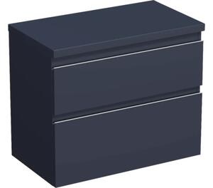 Dulap bază lavoar baie suspendat Jungborn TRENTA 80 cm PAL albastru Marino mâner argintiu