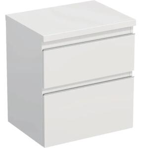 Dulap bază lavoar baie suspendat Jungborn TRENTA 60 cm PAL alb lucios mâner argintiu