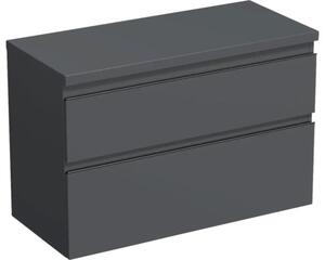 Dulap bază lavoar baie suspendat Jungborn TRENTA 100 cm PAL antracit mat mâner negru