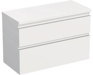 Dulap bază lavoar baie suspendat Jungborn TRENTA 100 cm PAL alb mat mâner argintiu