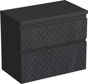 Dulap bază lavoar baie suspendat Jungborn TRENTA 80 cm PAL negru mat mâner negru