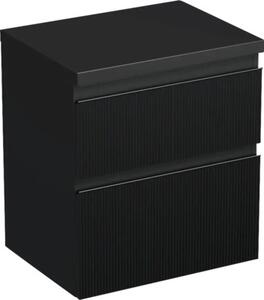 Dulap bază lavoar baie suspendat Jungborn TRENTA 60 cm PAL negru mat 2 sertare mâner negru