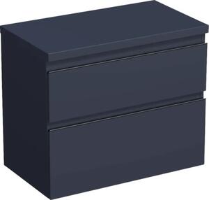 Dulap bază lavoar baie suspendat Jungborn TRENTA 80 cm PAL albastru Marino mâner negru