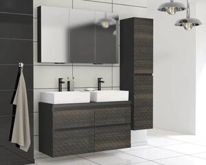 Dulap bază lavoar baie suspendat Jungborn TRENTA 120 cm PAL negru-maro mâner negru