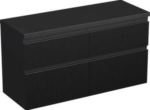 Dulap bază lavoar baie suspendat Jungborn TRENTA 120 cm PAL negru mat riflaj 2 mâner negru