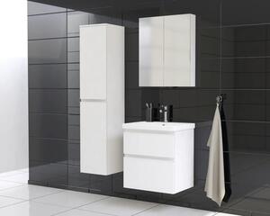 Dulap baie înalt suspendat 35x161,8 cm PAL alb mat Jungborn TRENTA dr. mâner alb