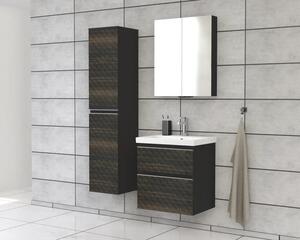 Dulap baie înalt suspendat 35x161,8 cm PAL negru-maro Jungborn TRENTA st. mâner argintiu