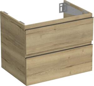 Dulap bază lavoar baie suspendat Jungborn TRENTA 70 cm PAL stejar Halifax 2 sertare mâner negru