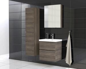 Dulap baie înalt suspendat 35x161,8 cm PAL stejar Gladstone Jungborn TRENTA dr. mâner argintiu