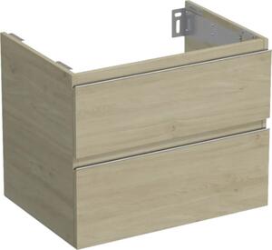 Dulap bază lavoar baie suspendat Jungborn TRENTA 70 cm PAL stejar Kendal 2 sertare mâner argintiu