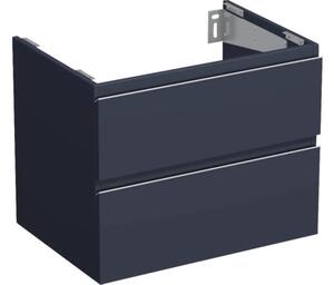 Dulap bază lavoar baie suspendat Jungborn TRENTA 70 cm PAL albastru Marino 2 sertare, mâner argintiu