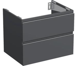 Dulap bază lavoar baie suspendat Jungborn TRENTA 70 cm PAL antracit mat 2 sertare mâner argintiu
