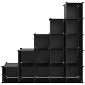 Organizator cub de depozitare, 15 cuburi, negru, PP
