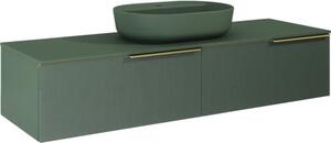 Dulap bază lavoar baie suspendat Jungborn NONUS 160 cm PAL verde mat 2 sertare