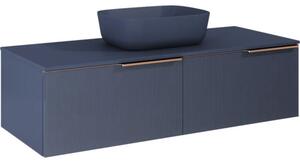Dulap bază lavoar baie suspendat Jungborn NONUS 120 cm PAL albastru navy mat 2 sertare