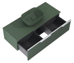 Dulap bază lavoar baie suspendat Jungborn NONUS 120 cm PAL verde mat 2 sertare