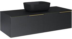 Dulap bază lavoar baie suspendat Jungborn NONUS 120 cm PAL negru mat 2 sertare