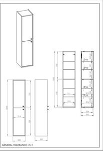 Dulap baie înalt suspendat 35x155 cm PAL nuc Jungborn PRIMUS