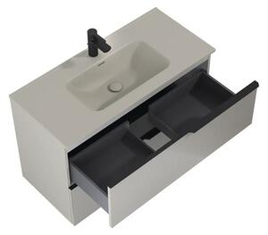 Dulap bază lavoar baie suspendat Jungborn NONUS 100 cm PAL fume mat 2 sertare