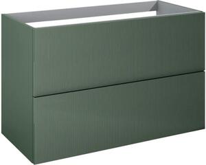 Dulap bază lavoar baie suspendat Jungborn NONUS 100 cm PAL verde mat 2 sertare