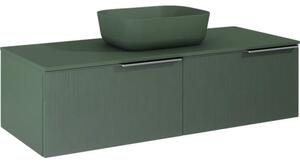 Dulap bază lavoar baie suspendat Jungborn NONUS 120 cm PAL verde mat 2 sertare