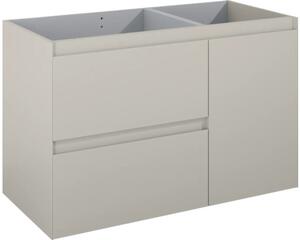 Dulap bază lavoar baie suspendat Jungborn DECEM 100 cm MDF fume mat 2 sertare 1 coș rufe dreapta