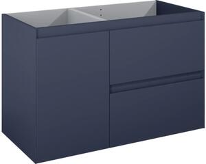 Dulap bază lavoar baie suspendat Jungborn DECEM 100 cm MDF albastru navy mat 2 sertare 1 coș rufe stânga