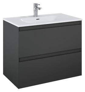 Dulap bază lavoar baie suspendat Jungborn DECEM 80 cm MDF antracit mat 2 sertare