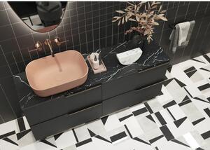 Blat lavoar baie marmură compactă Marquina negru mat 121x46 cm Jungborn