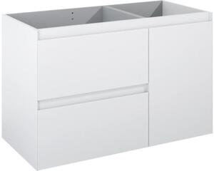 Dulap bază lavoar baie suspendat Jungborn DECEM 100 cm MDF alb mat 2 sertare 1 coș rufe dreapta