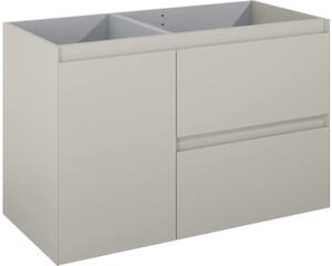Dulap bază lavoar baie suspendat Jungborn DECEM 100 cm MDF fume mat 2 sertare 1 coș rufe stânga