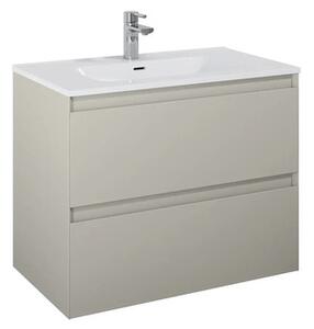 Dulap bază lavoar baie suspendat Jungborn DECEM 80 cm MDF fume mat 2 sertare