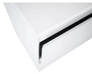 Dulap bază lavoar baie suspendat Jungborn DECEM 100 cm MDF alb lucios 2 sertare 1 coș rufe stânga