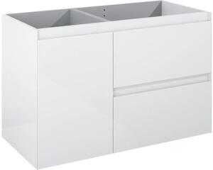 Dulap bază lavoar baie suspendat Jungborn DECEM 100 cm MDF alb lucios 2 sertare 1 coș rufe stânga