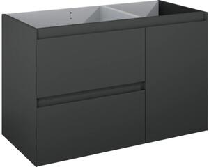 Dulap bază lavoar baie suspendat Jungborn DECEM 100 cm MDF antracit mat 2 sertare 1 coș rufe dreapta