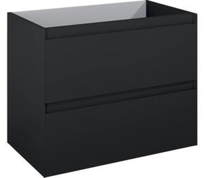 Dulap bază lavoar baie suspendat Jungborn DECEM 80 cm MDF negru mat 2 sertare