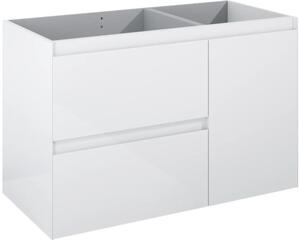 Dulap bază lavoar baie suspendat Jungborn DECEM 100 cm MDF alb lucios 2 sertare 1 coș rufe dreapta
