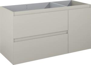 Dulap bază lavoar baie suspendat Jungborn DECEM 120 cm MDF fume mat 2 sertare 1 coș rufe dreapta