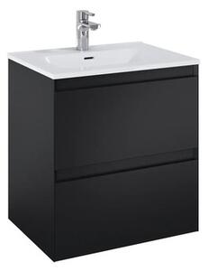 Dulap bază lavoar baie suspendat Jungborn DECEM 60 cm MDF negru mat 2 sertare