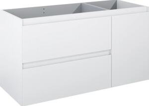 Dulap bază lavoar baie suspendat Jungborn DECEM 120 cm MDF alb mat 2 sertare 1 coș rufe dreapta