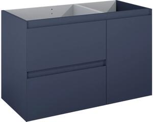 Dulap bază lavoar baie suspendat Jungborn DECEM 100 cm MDF albastru navy mat 2 sertare 1 coș rufe dreapta